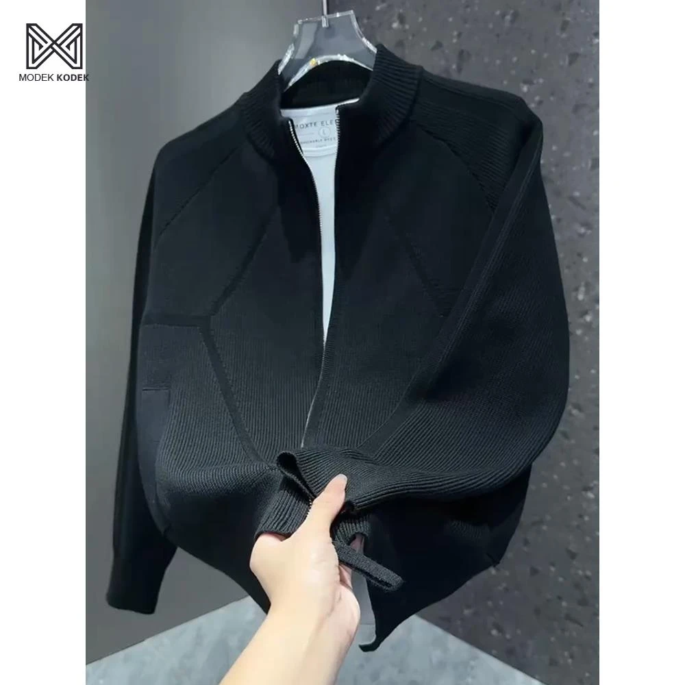 MODEK KODEK立领开衫男高级感痞帅外套简约百搭休闲针织衫男外套