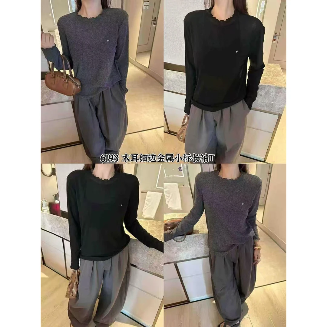 薇莎6193木耳细边微透单穿打底T恤