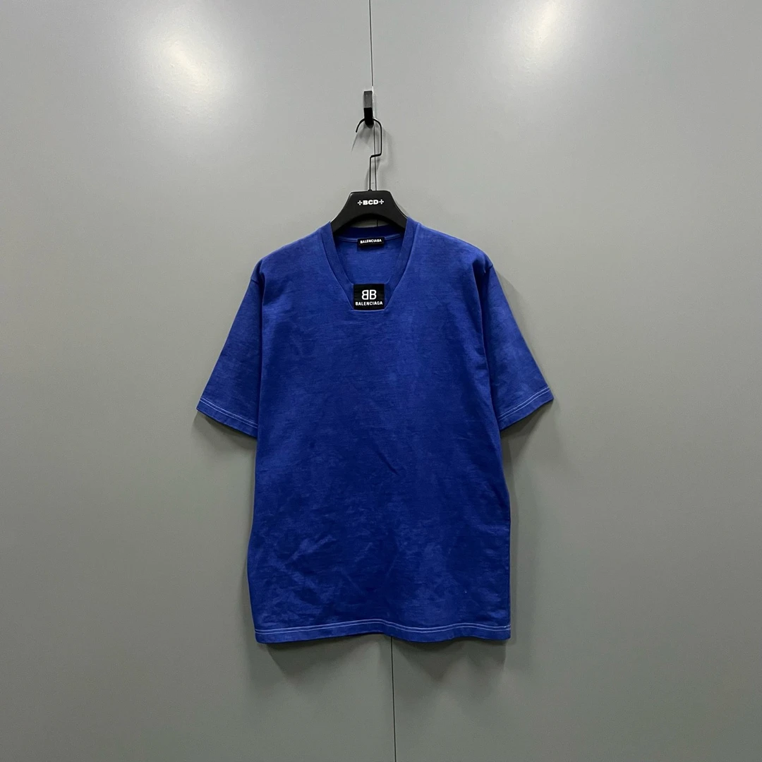 (ll) Balenciaga 巴黎世家 纯色双B印花V领短袖 XS码95新ki300638