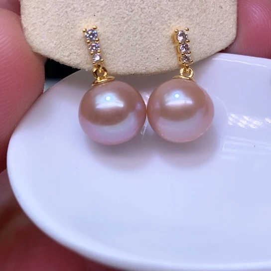 银S925镶嵌淡水珍珠耳饰