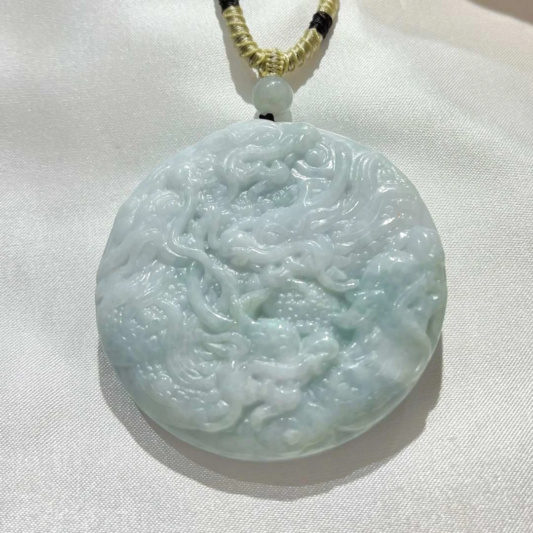 天然缅甸A货翡翠大龙牌双面精美吊坠