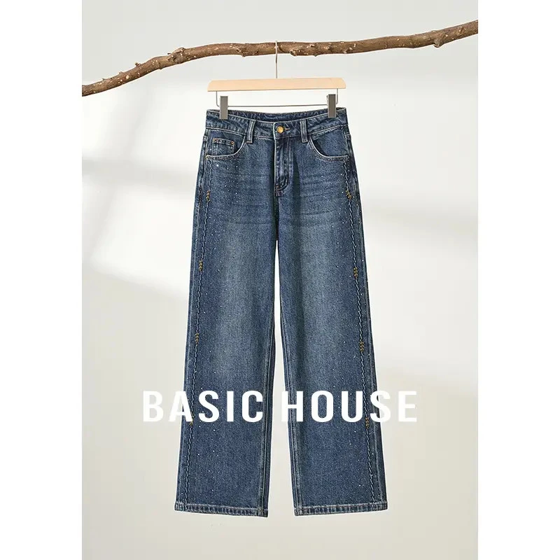 Basic House/百家好YUC时尚百搭显瘦直筒休闲牛仔裤B1194B53902