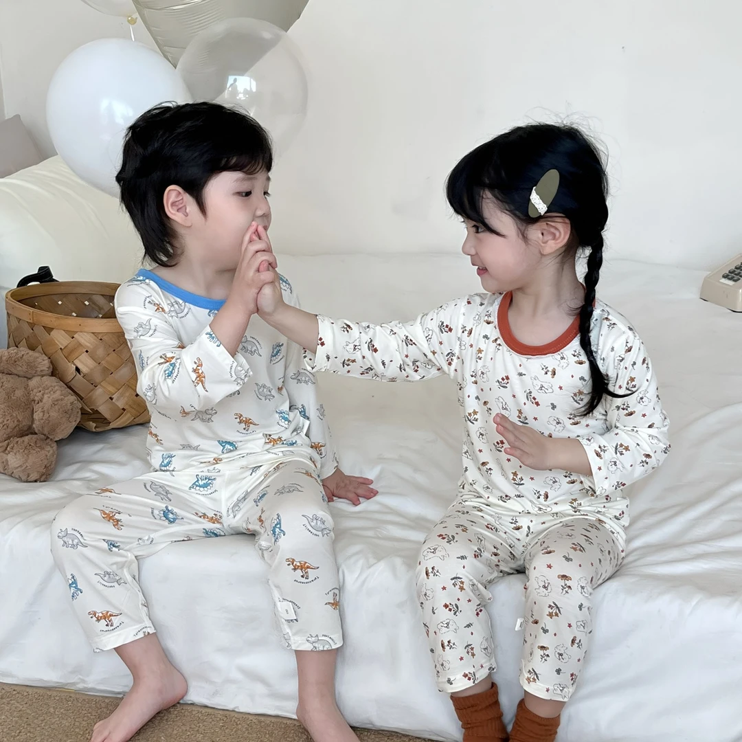 【柠萌贝贝】7A抗菌儿童春夏天丝莱赛尔家居服套装春夏男女童空调服