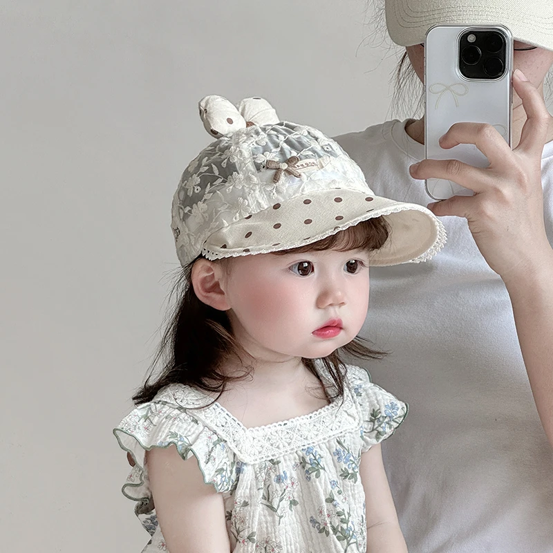 宝宝帽子春夏款蕾丝鸭舌帽婴幼儿大檐防晒帽韩版洋气遮阳帽公主帽