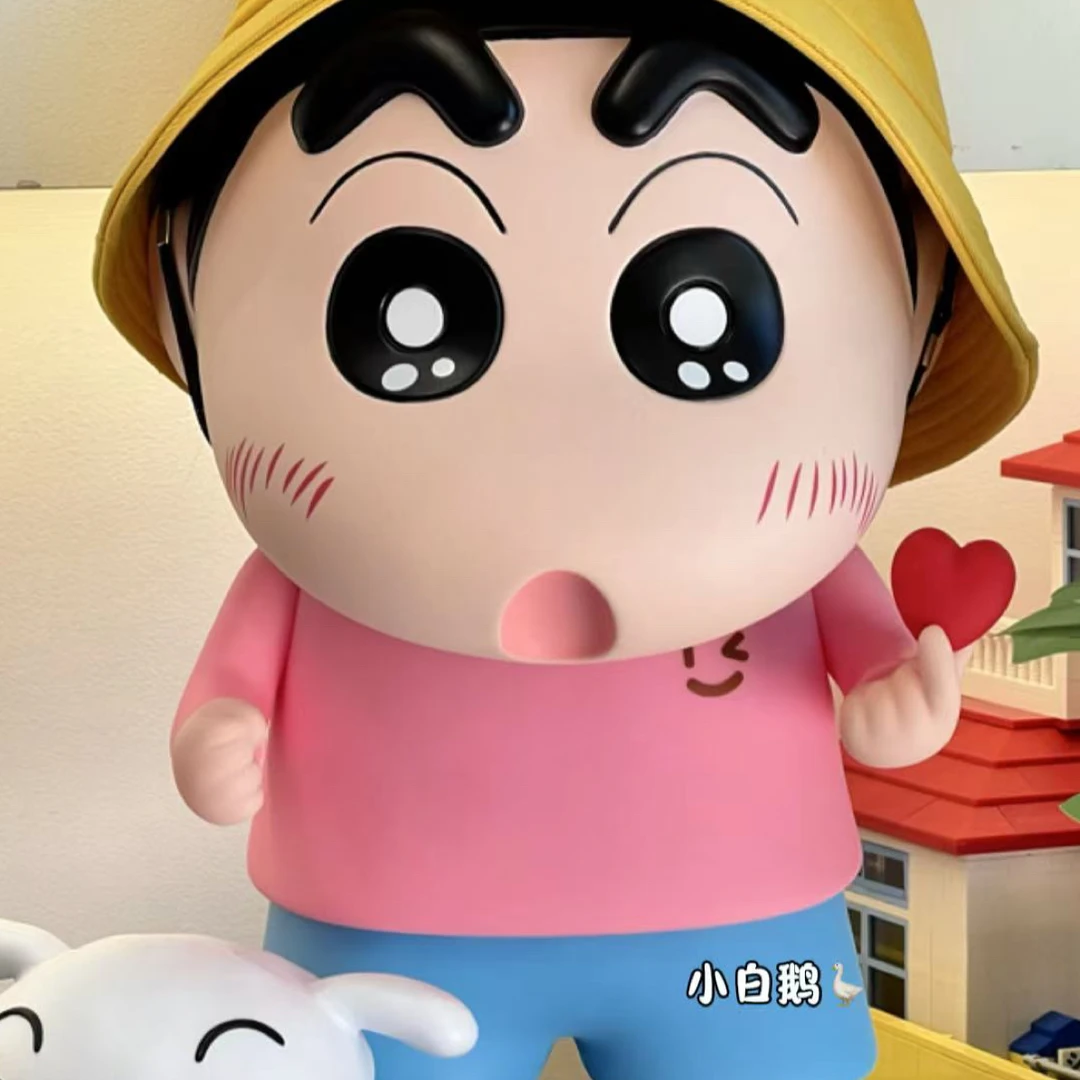 【新款】40cm粉色爱你小新和蓝色校服带帽子和小白狗家居摆件