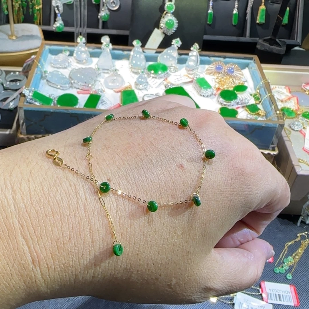 翡翠18K金镶嵌颈饰手链