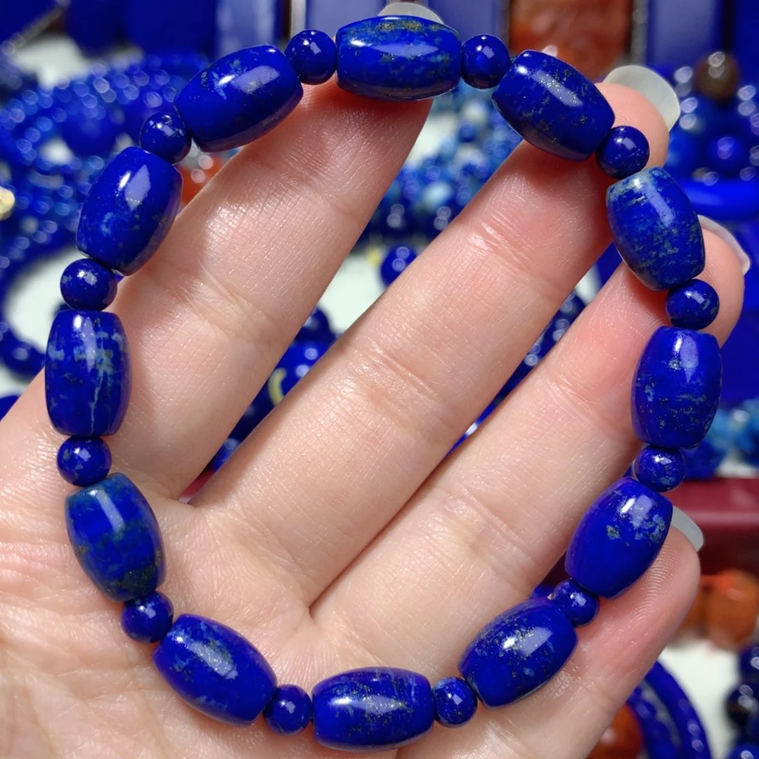 青金石未镶嵌桶珠手链