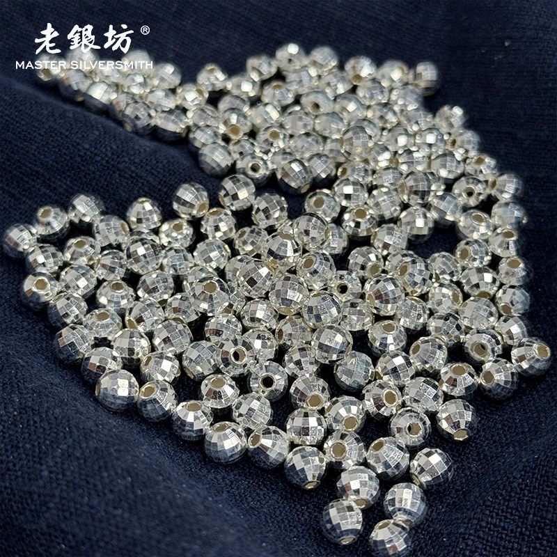 老银坊 足银银制品 6m规则镭射珠 890016