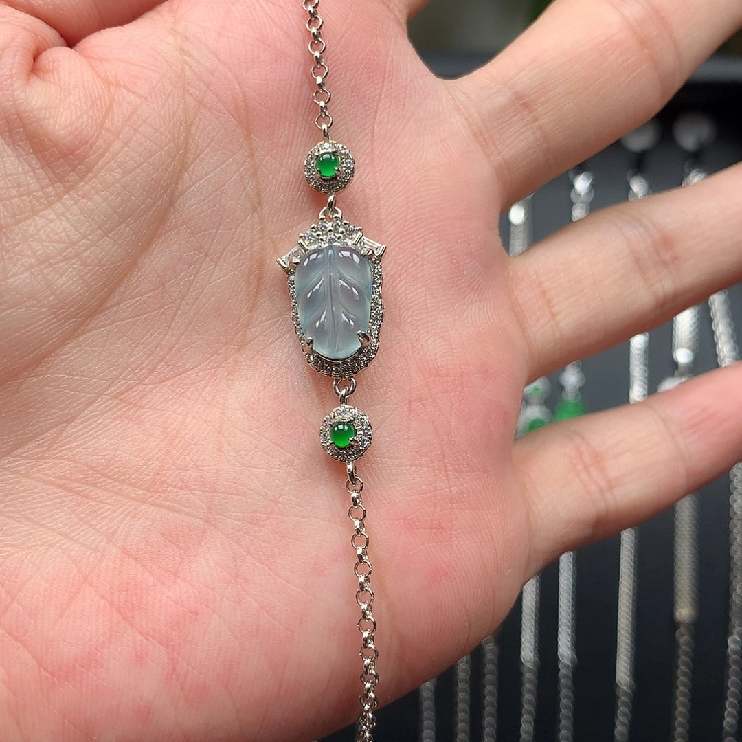 银S925镶嵌手链翡翠8888