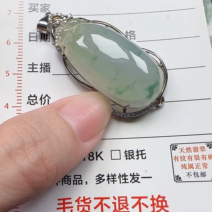 颈饰银S925镶嵌翡翠天然