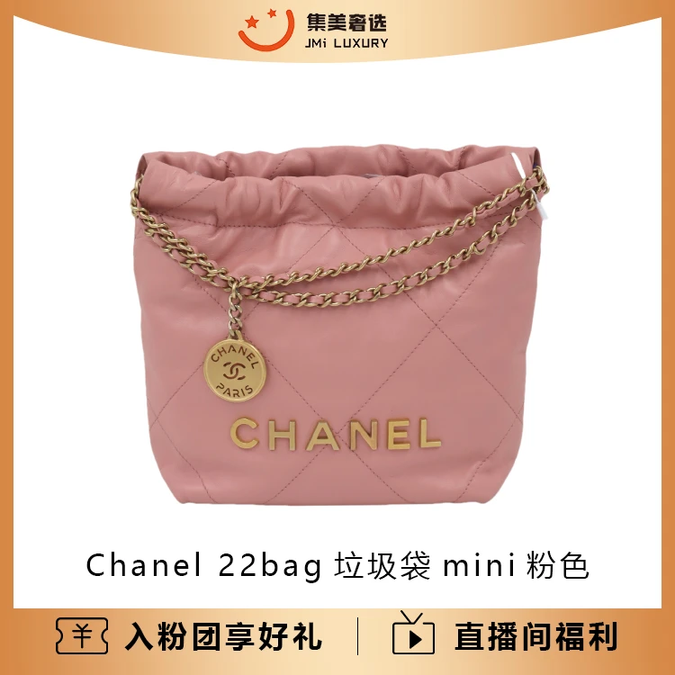 99新 Chanel/香奈儿 Chanel 22bag垃圾袋mini粉色时尚包/AM0379