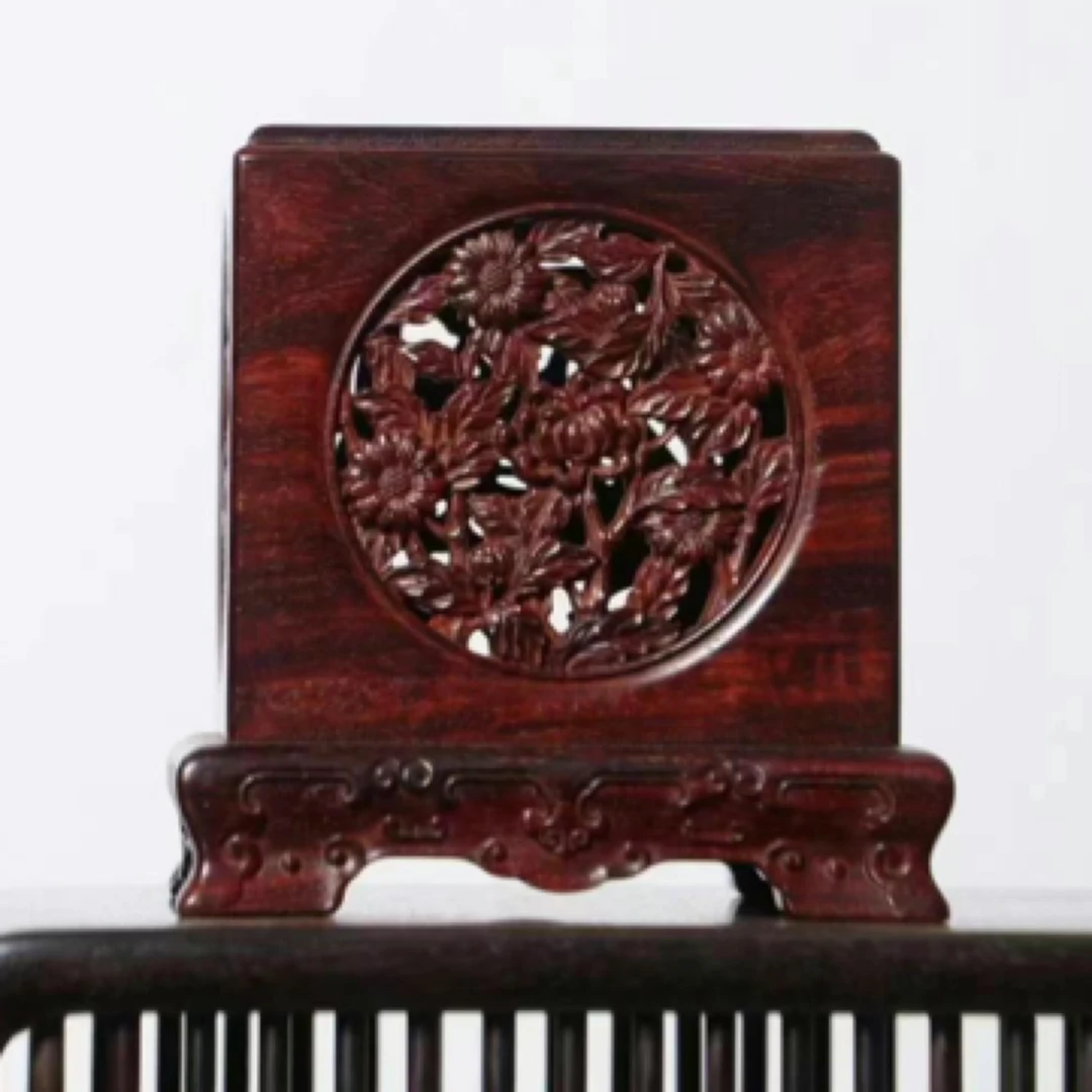 印度小叶紫檀【梅兰竹菊】盘香盒
