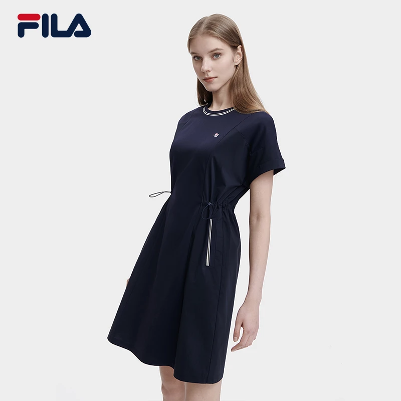 Fila/斐乐【收腰显瘦】气质连衣裙裙子女夏季中长a字连衣裙女士