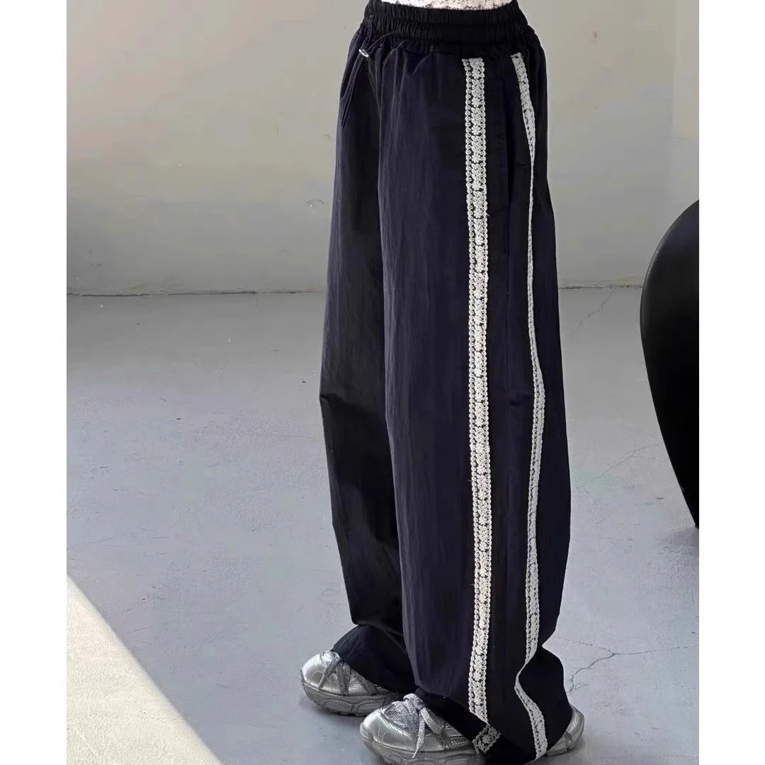 女童花边阔腿裤春秋2025新款儿童百搭裤子韩版女孩宽松直筒裤洋气