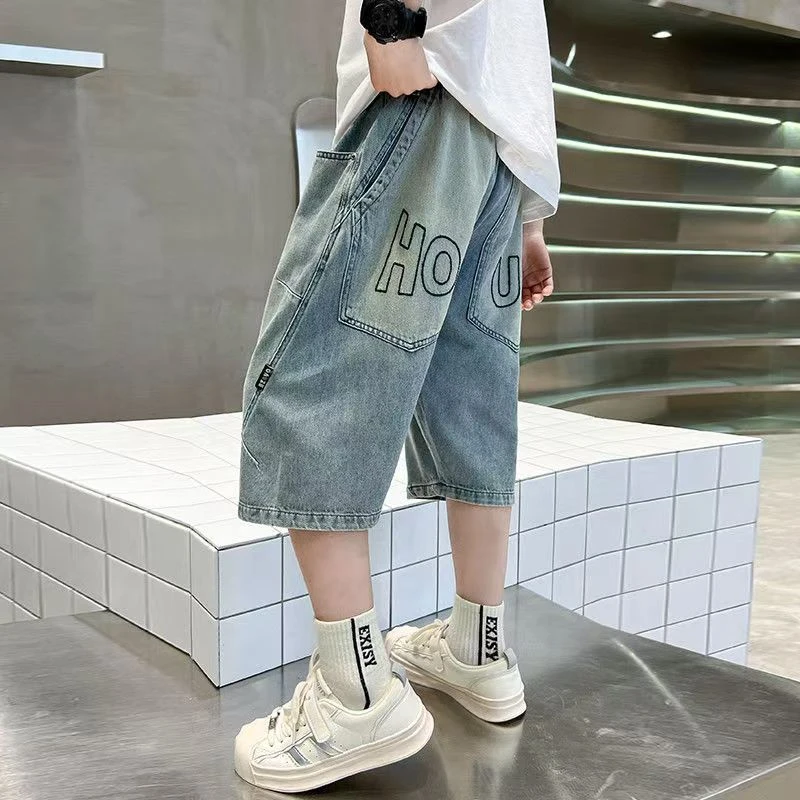 2025新款中大童牛仔裤薄款中裤夏装夏款潮m短裤9216