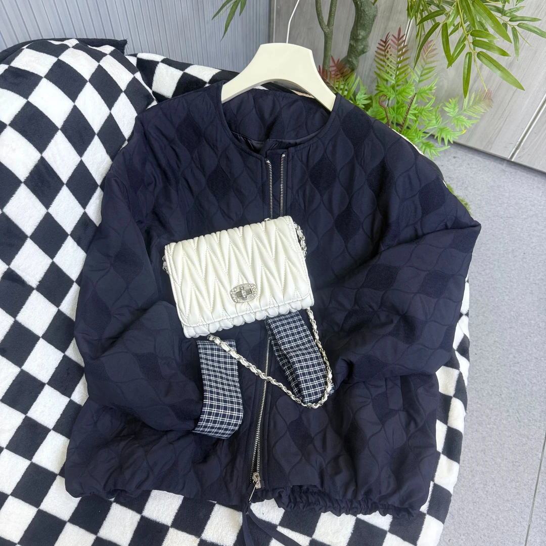 队队定制~【格子拼色】圆领拼接棒球服外套洋气减龄外套