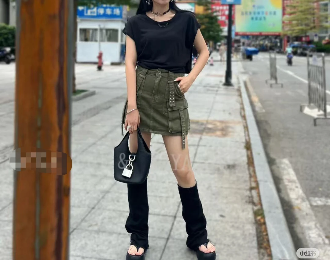 高腰牛仔短裙女夏季薄款新款a字小个子辣妹包臀裙半身裙子88530