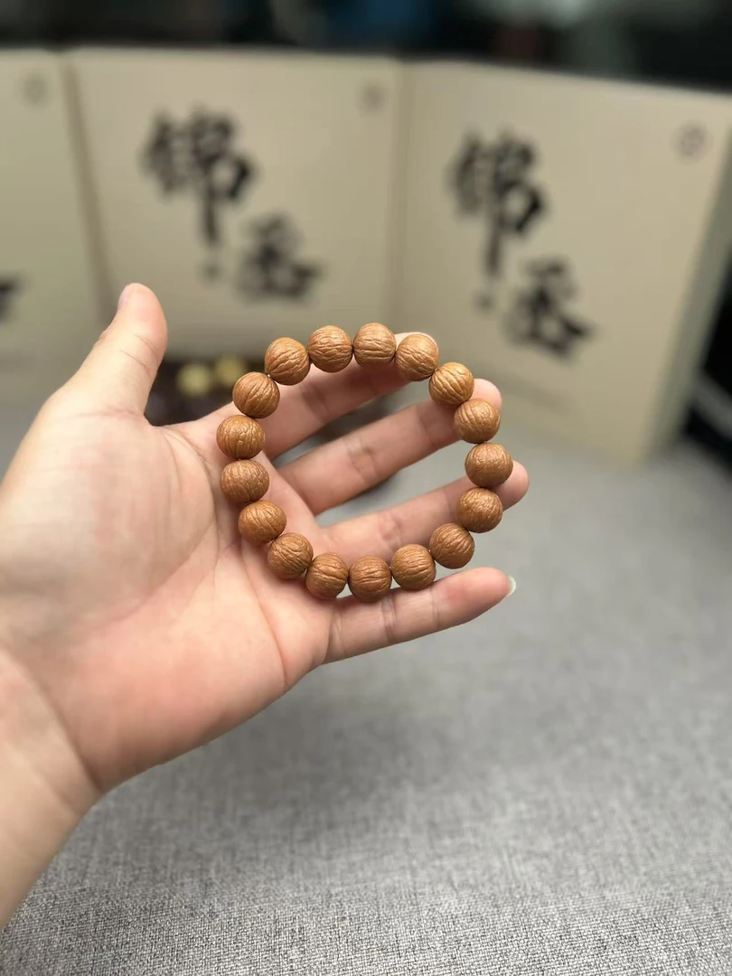 【原皮凤羽】全品原生态素串手串尺寸14小 可玩红猴头核桃