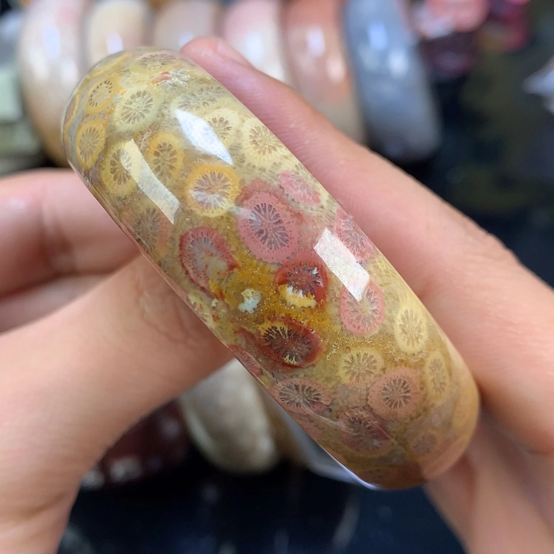 【闪购商品】颈饰未镶嵌硅化珊瑚（珊瑚玉）36号56.7圈带红彩柠檬