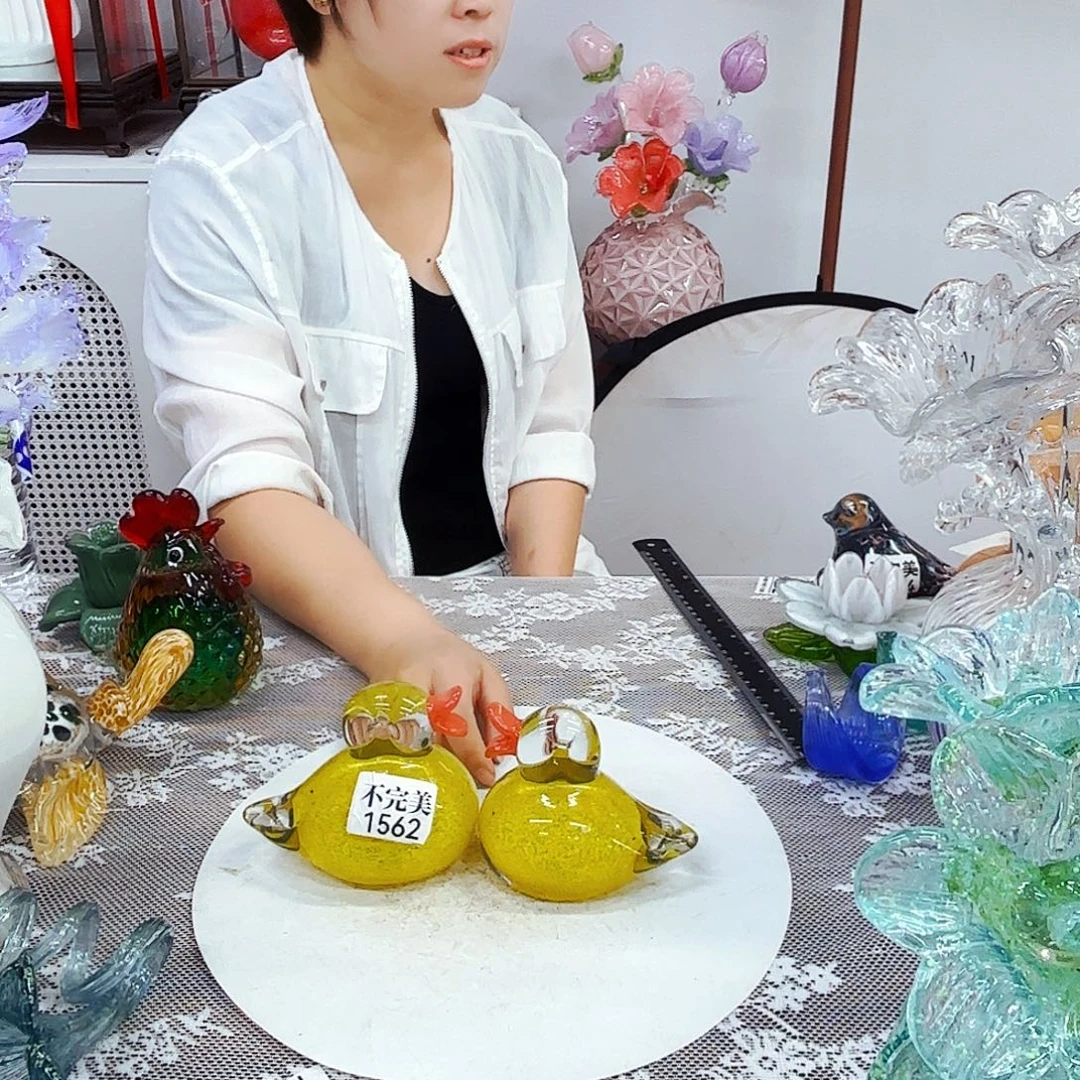 琉璃花瓶花器艺术品一对