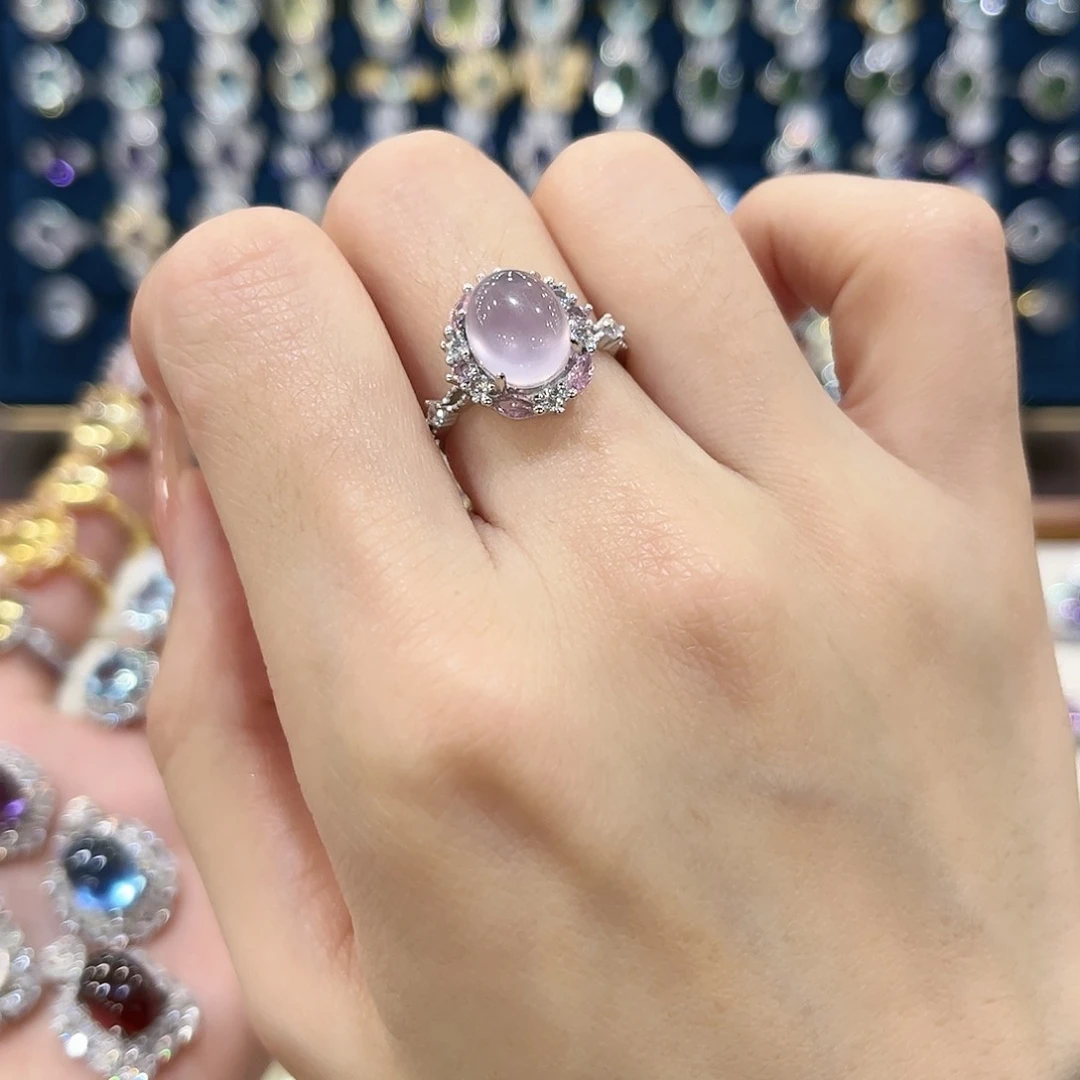 萤石女款银S925镶嵌戒指