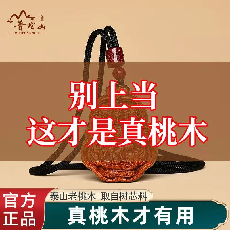 普陀山老桃木十二生肖八大守护吊坠桃木守护项链桃木转运护身吊坠