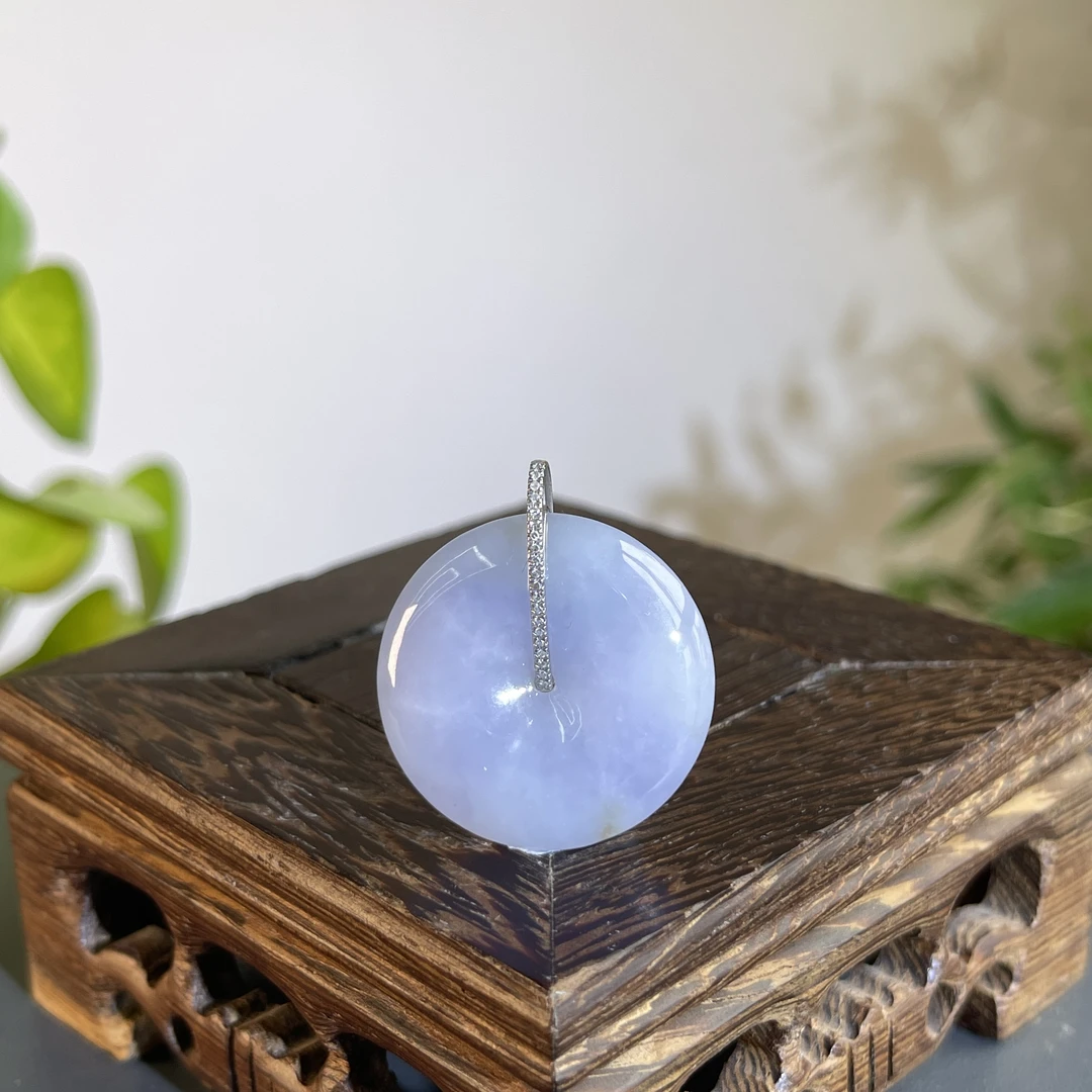 JTA27-64 天然缅甸翡翠A货 18K含钻镶嵌平安扣