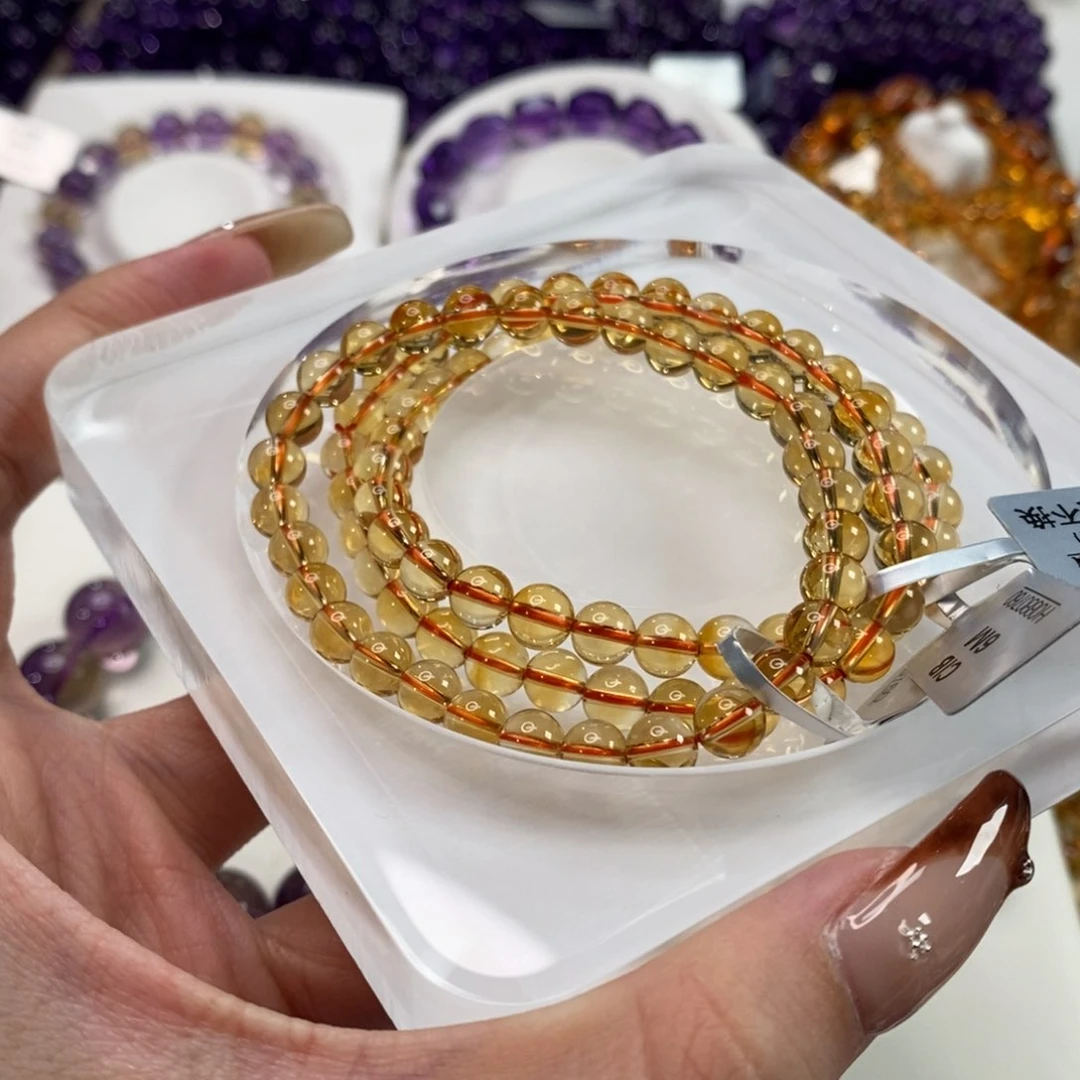 未镶嵌手链水晶橙*6mm多圈巴西黄水晶
