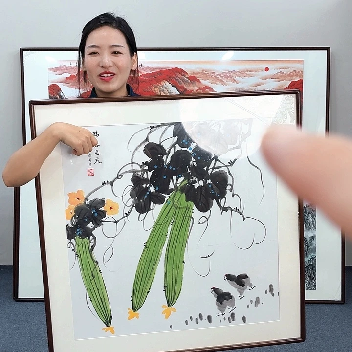 国画手绘作品80×80尺寸