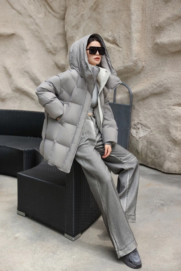 反季清 8311宽松型中长款加厚轻薄加绒加厚款时尚保暖连帽