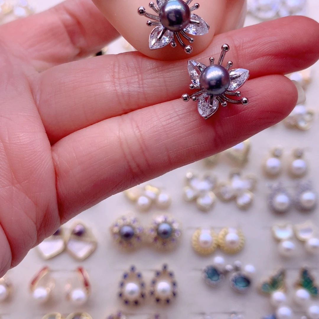 合金淡水珍珠耳饰