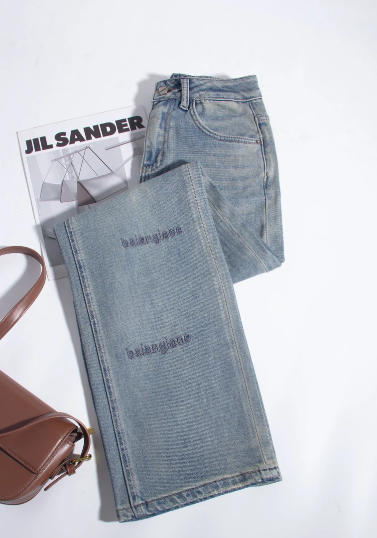 58318-春季新品 字母刺绣系列窄版小个子拖地裤