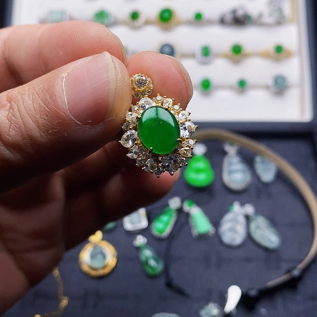 颈饰银S925镶嵌翡翠w w