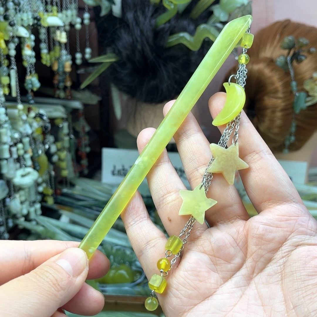 蛇纹石玉发饰未镶嵌默认微瑕岫玉发簪