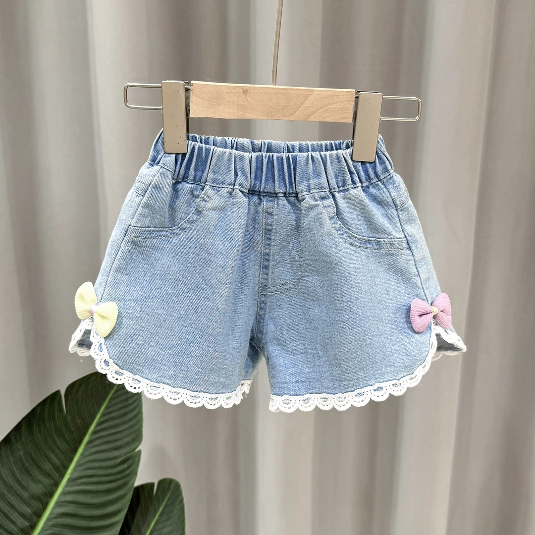 女童牛仔短裤儿童立体花朵短裤外穿薄款百搭宽松洋气宝宝夏季小童