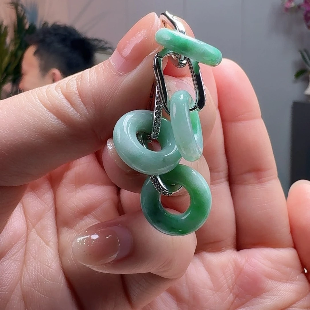 翡翠耳饰银S925镶嵌多样性发货其一