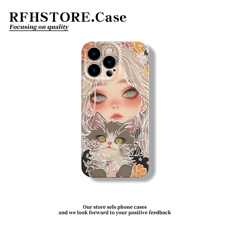 ZMGX喵喵和女孩适用iPhone16/15pro菲林手机壳华为P70vivoppo小米