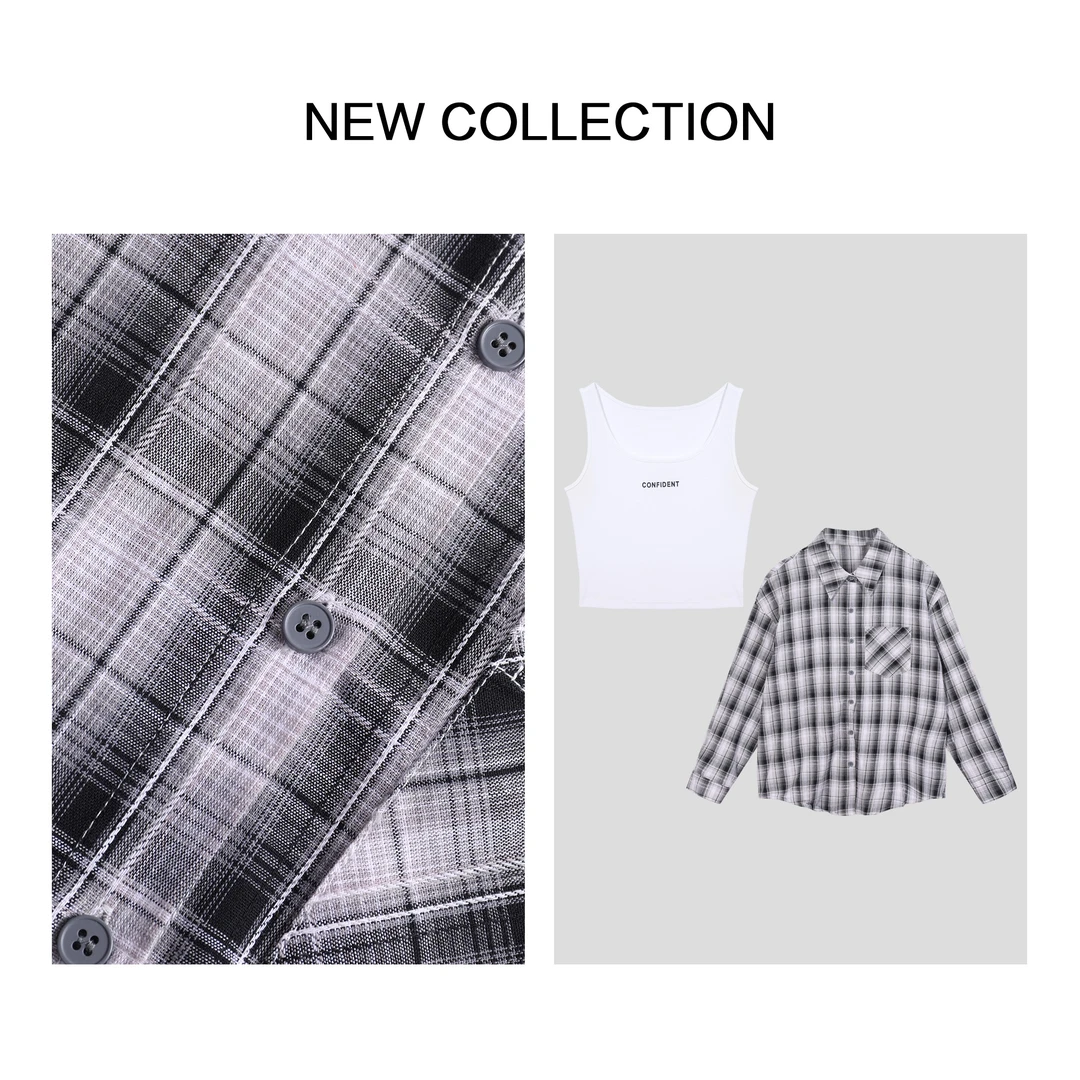 【婷婷专属】 春季流行格纹图案背心上衣 C1F38025B