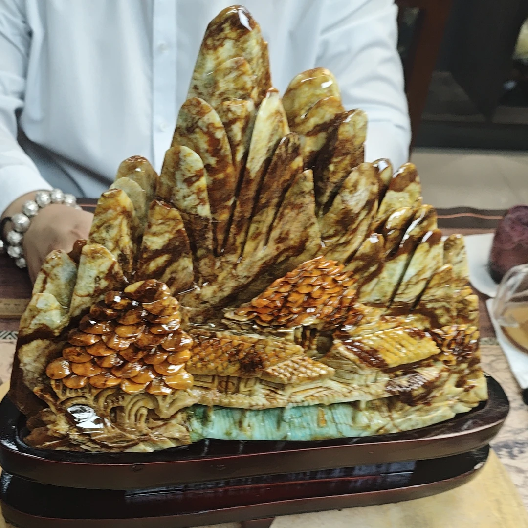 玉岫岩料手工雕刻摆件居家装饰送礼一物一图974