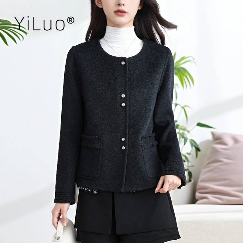 小香风双面羊毛大衣女短款2025冬新款高级感气质小个子羊毛呢外套