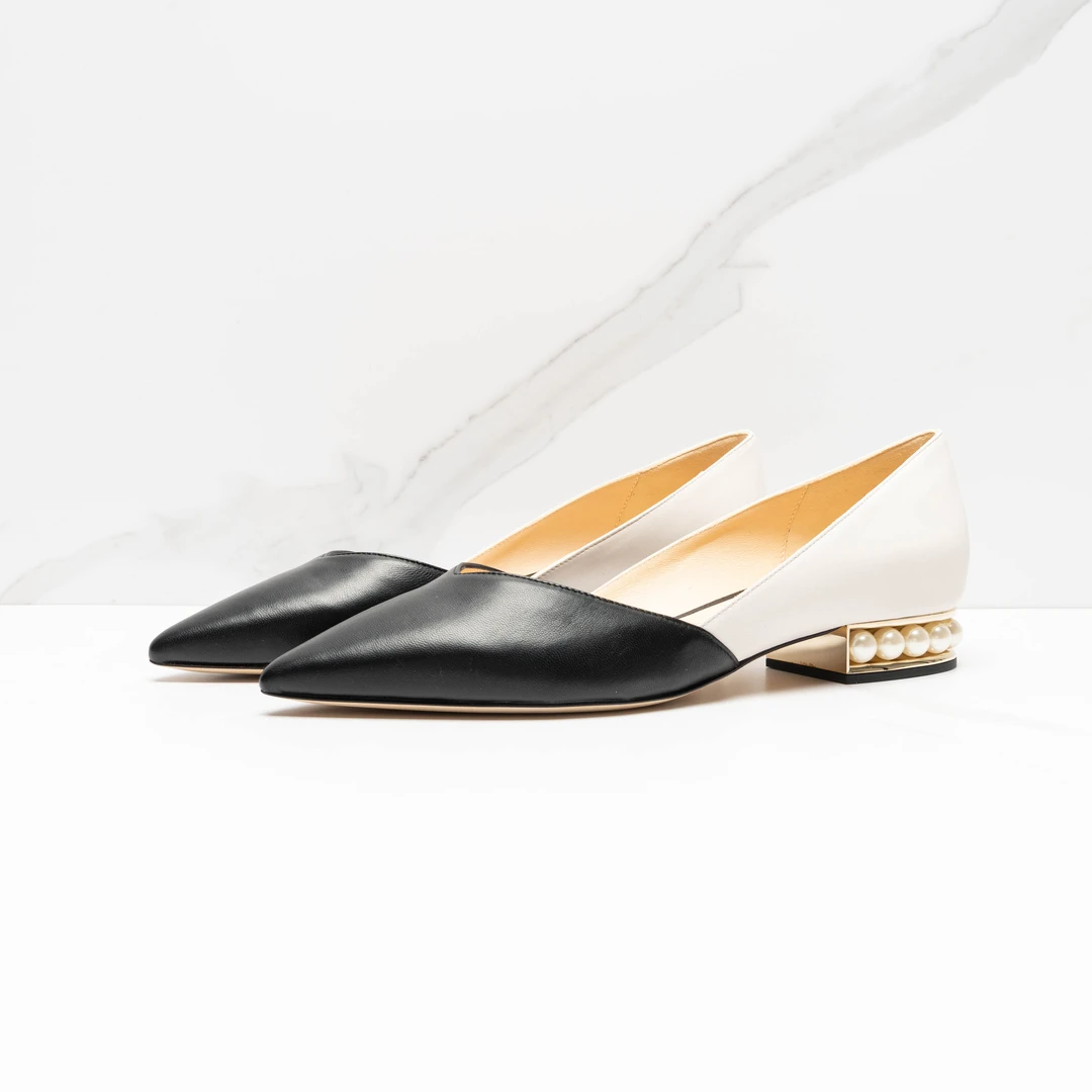 全新未使用/Nicholas Kirkwood女士拼色珍珠平底鞋RJ2XC00072