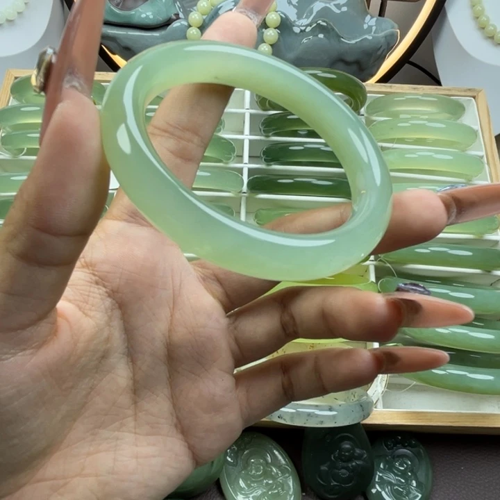 冰***觉蛇纹石玉合金手镯