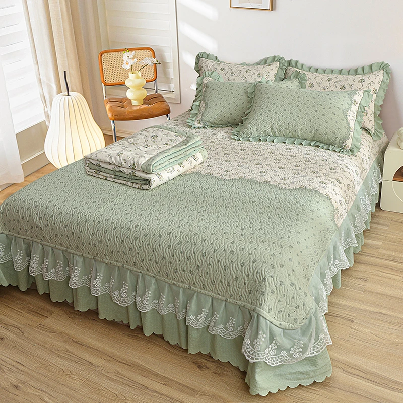 新款针织棉床盖夏凉被四件套