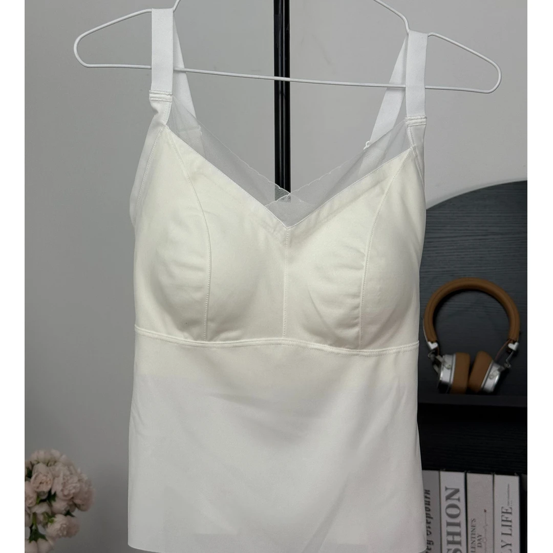 夏季简约无痕赫本风肉色舒适背心无钢圈吊带纯色女