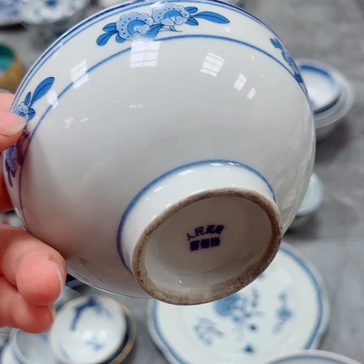 青花玲珑5寸饭碗双梨花
