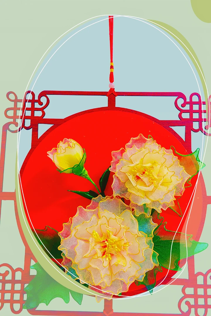 原创作品丝网花入户玄关客厅餐厅过道装饰画定制永生花礼物中式