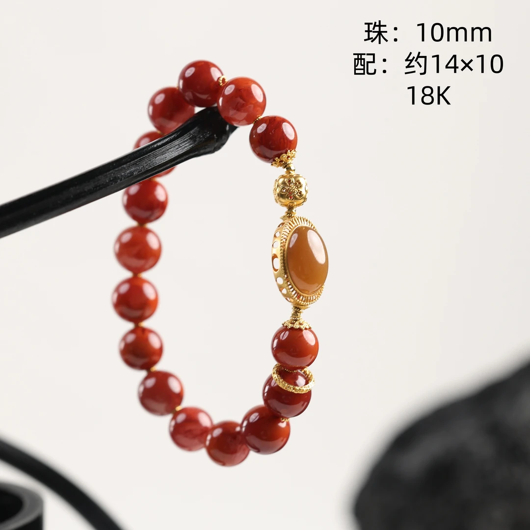 “玉尘”严选精品高色糖玉天然原矿南红10mm手串