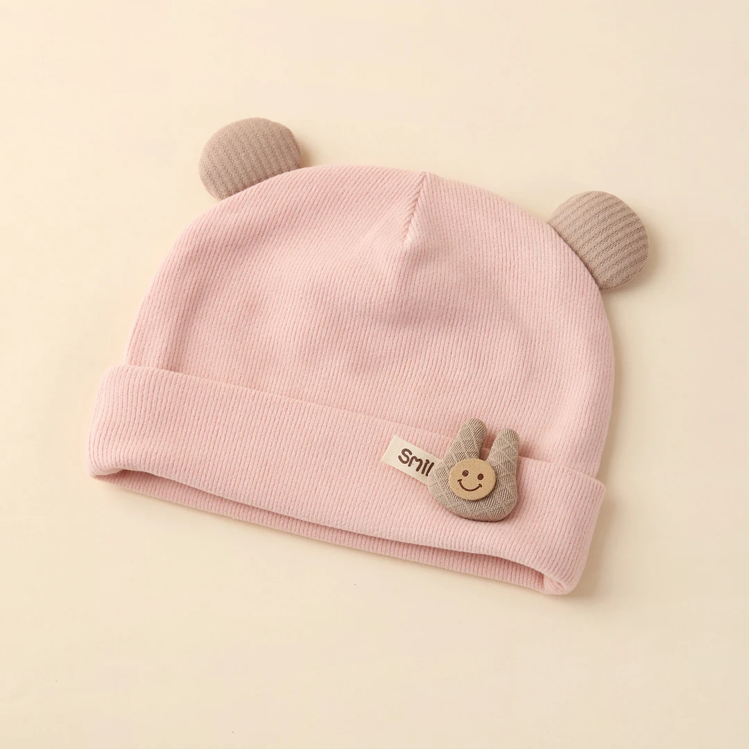 婴儿帽子6到12个月小月龄宝宝帽秋冬季外出保暖护囟门帽女宝洋气