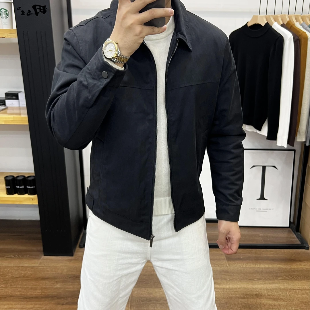 秋冬季新款男士加棉翻领夹克外套时尚百搭休闲上衣潮流帅气男装