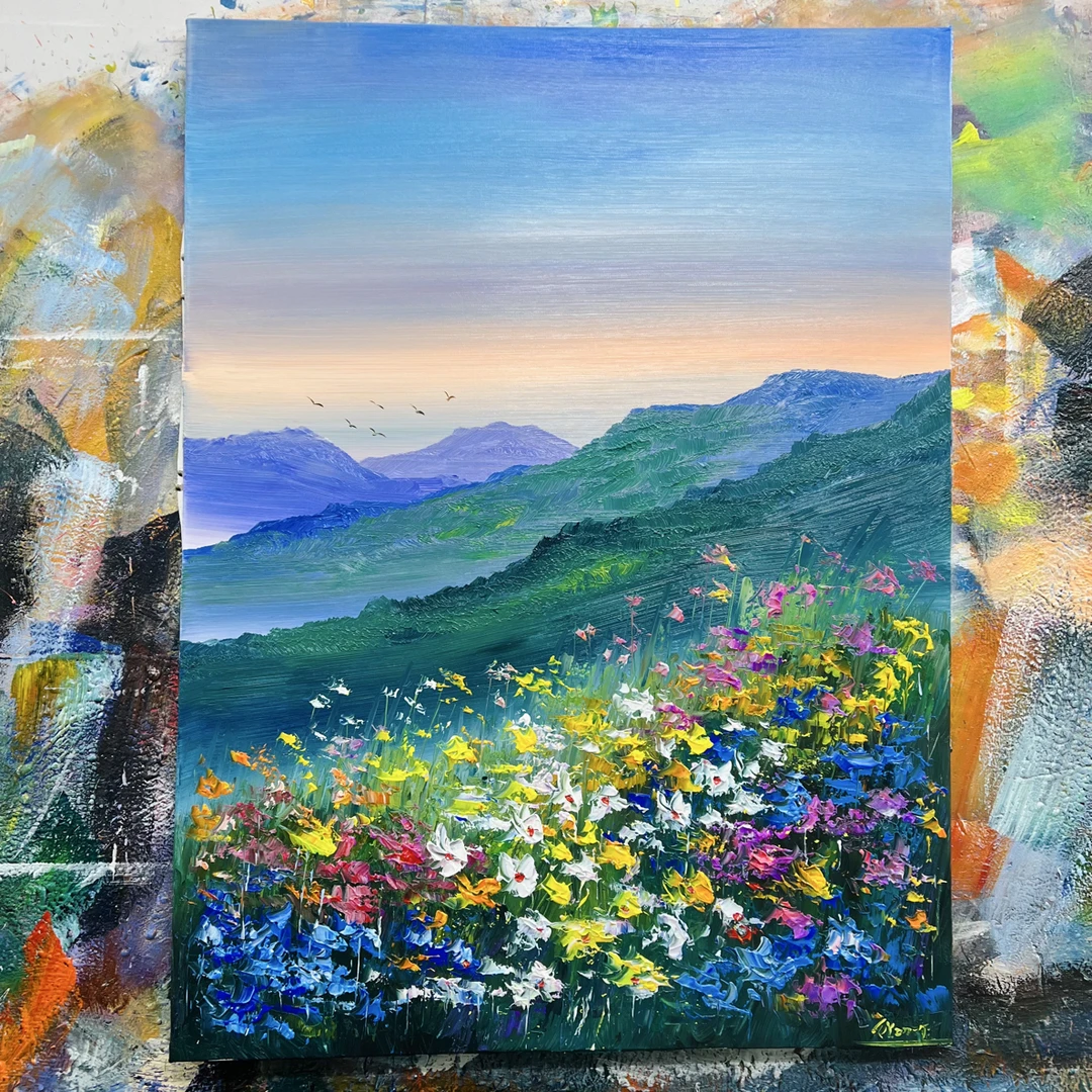 繁花盛开挂画现代装饰画不含内框尺寸90.120cm